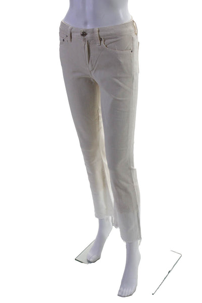 Derek Lam Womens Jane Mid Rise Flip Flop Flare Dip Dye Jeans Beige White Size 25