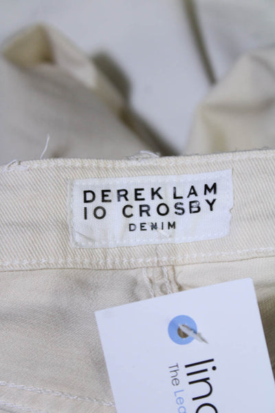 Derek Lam Womens Jane Mid Rise Flip Flop Flare Dip Dye Jeans Beige White Size 25