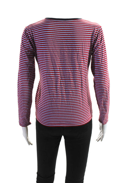 Gucci Girls Long Sleeve Scoop Neck Striped Arrow Shirt Red Blue Cotton Size 12