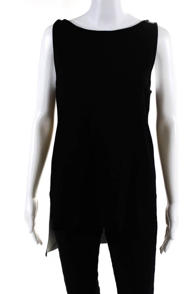 Ralph Lauren Black Label Womens High Low Split Hem Tank Top Shirt Black Size S