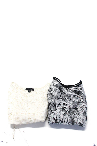 Karen Kane Womens Floral Lace Scalloped Hem Tops White Black Size M Lot 2