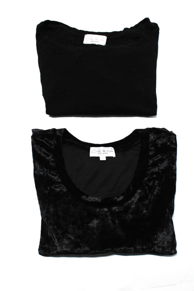 Feel The Piece Womens Velvet Long Sleeve T Shirts Black Size XS/S M Lot 2