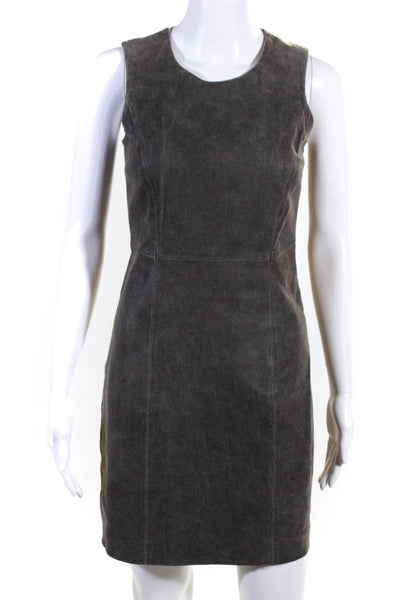 Theyskens Theory Womens Sleeveless Suede Leather A-Line Dress Gray Size 2
