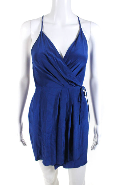 Rory Beca Women's Silk Wrap Mini Dress Blue Size XS