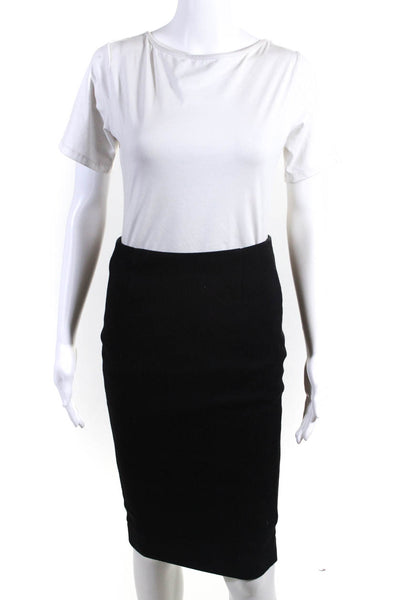 Intermix Womens Textured Knee Length Pencil Skirt Black Size M