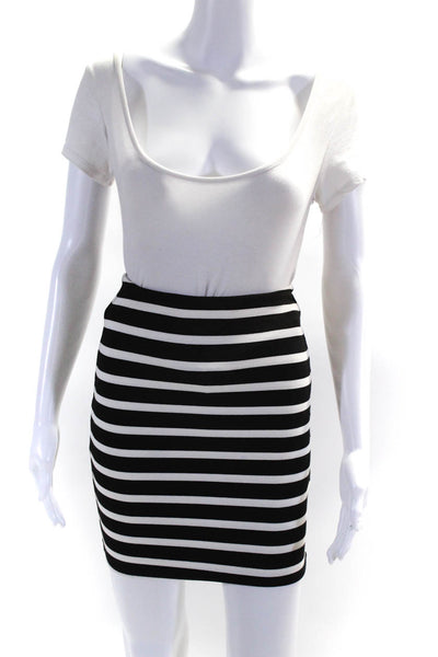 Torn by Ronny Kobo Womens Striped Pencil Skirt Black White Size Extra Small