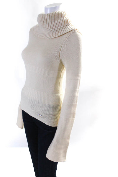 Karen Millen Womens Long Sleeve Turtleneck Sweater Off White Wool Size 1