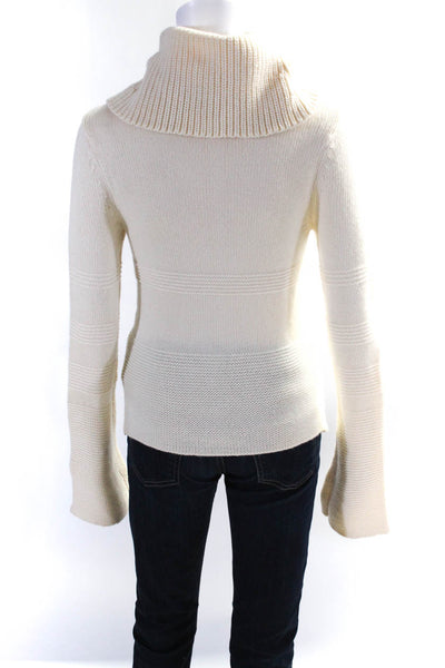 Karen Millen Womens Long Sleeve Turtleneck Sweater Off White Wool Size 1