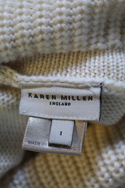 Karen Millen Womens Long Sleeve Turtleneck Sweater Off White Wool Size 1