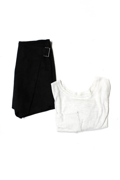 Zara Knit Zara Basic Womens Knit Sweater Suede Skort Gray Black Size S Lot 2