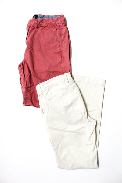 J Crew Mens Straight Leg Pants Shorts White Red Size 31x32 31x11 Lot 2