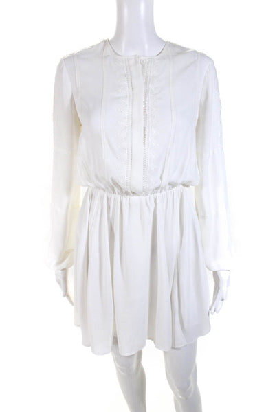 Rebecca Minkoff Women's Embroidered Mini Dress White Size 2