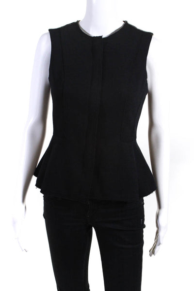 Drew Womens Full Zip Jersey Knit Peplum Top Black Size XS