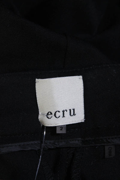 Ecru Womens Mid Rise Pleated Twill Skinny Pants Black Size 2
