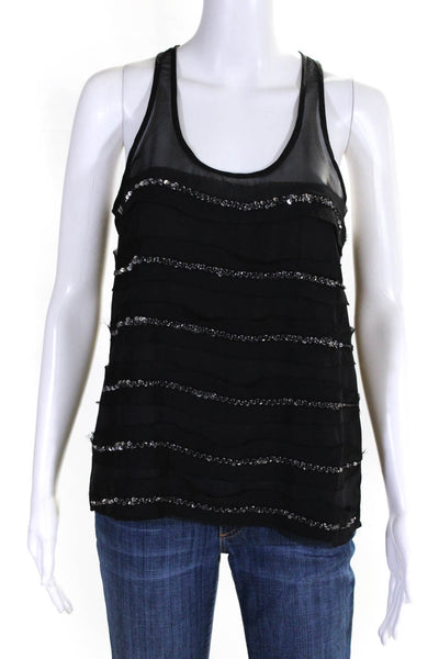 PJK Patterson J Kincaid Women's Sleeveless Sequins Blouse Black Size XS