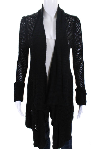 Yoana Baraschi Womens Open Knit Wrap Sweater Black Size Large
