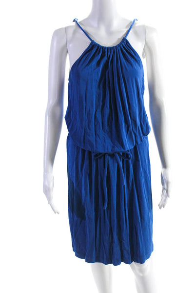 Trina Turk Women's Halter Belt Midi Dress Blue Size 2