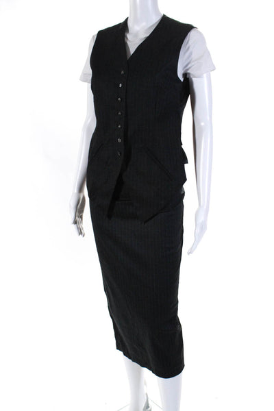Katherine Hamnett Womens Pinstripe Midi Length Pencil Skirt Gray Size XS