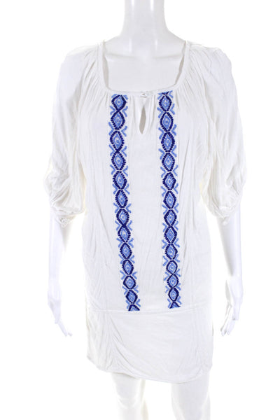 Letarte Handmade Women's Embroidered Mini Dress White Size S