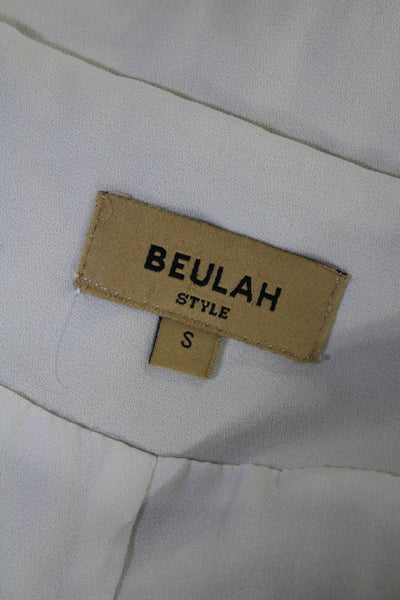 Beulah Womens Metallic Tweed Chiffon Asymmetric Jacket Beige Size S