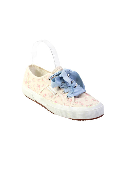 Superga Womens Pink Floral Print Lace Up Low Top Sneaker Shoes Size 5
