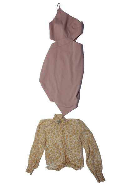 MINKPINK STYLEMAKER Womens Blouse Dress Pink Yellow Size S Lot 2