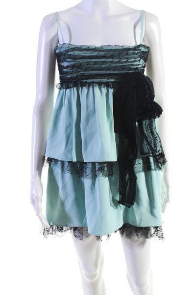RED Valentino Womens Spaghetti Strap Tiered Tulle Dress Blue Size EUR 40