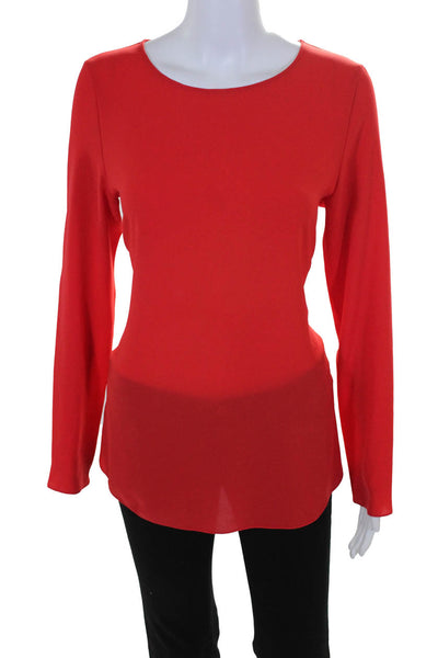 St. Emile Womens Crepe Scoop Neck Long Sleeve Blouse Top Red Size 6