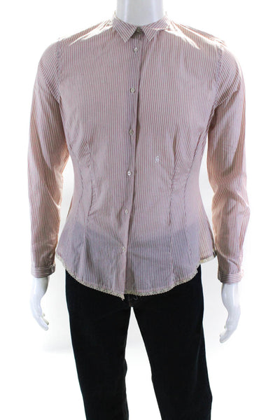 Paul Smith Mens Striped Button Down Dress Shirt Pink Size 48