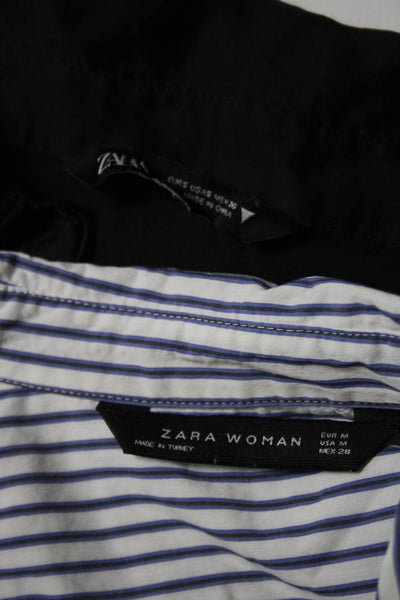 Zara Woman Womens Button Down Shirts White Black Medium Small Lot 2