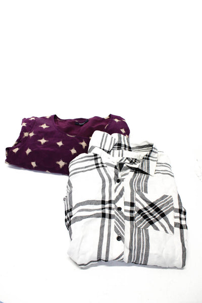 Rails Madewell Womens Plaid Abstract Shirt Dress Purple White Size XS 0 Lot 2
