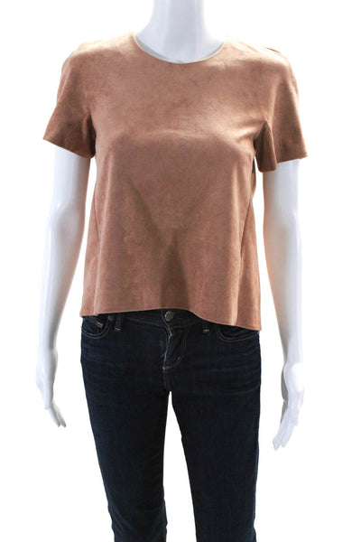 BCBGMAXAZRIA Women's Faux Suede Short Sleeve T Shirt Orange Size XS