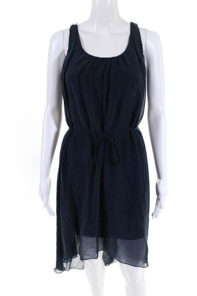 Elie Tahari Women's Sleeveless Belted Midi Dress Blue Size S