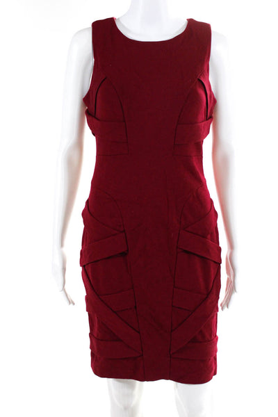 Cynthia Steffe Womens Red Criss Cross Detail Sleeveless Pencil Dress Size 6