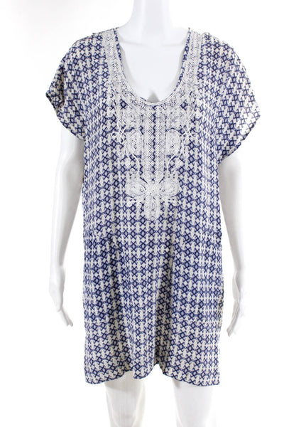 Twelfth Street by Cynthia Vincent Womens Blue Silk Printed Shirt Dress Size M