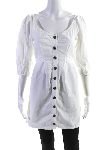 LPA Women's Puff Sleeve Button Down Dress White Size XS
