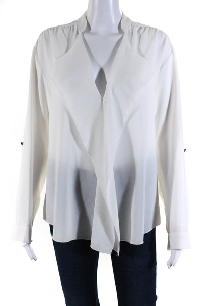 Alberto Makali Womens Long Sleeve V Neck Top Blouse White Size Medium