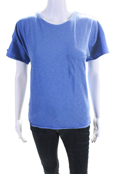 Rag & Bone Womens Cotton Darted One Pocket Short Sleeve T-Shirt Blue Size S