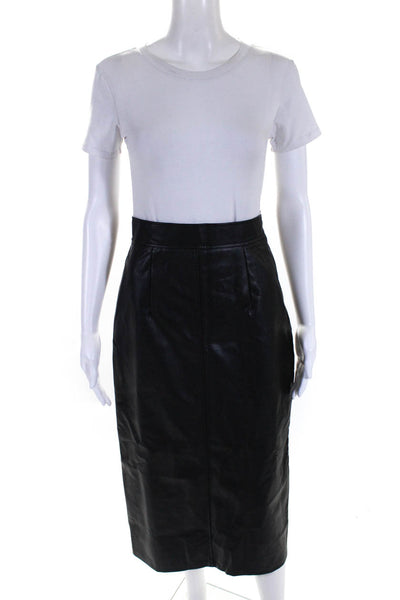 Storets Womens Vegan Leather High Rise A-Line Maxi Skirt Black Size S/M