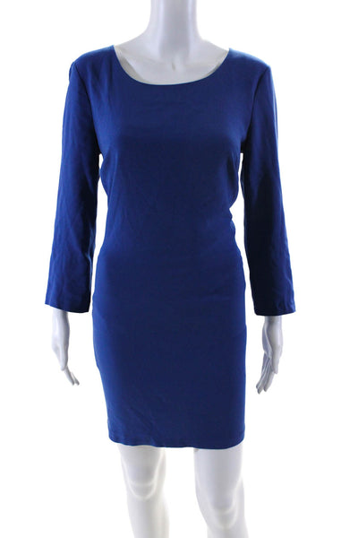 DKNY Women's Long Sleeve Round Neck Formal Tunic Dress Blue Size M