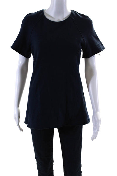 Derek Lam 10 Crosby Women's Zipper Short Sleeve Long Fleece T-Shirt Blue Size 2