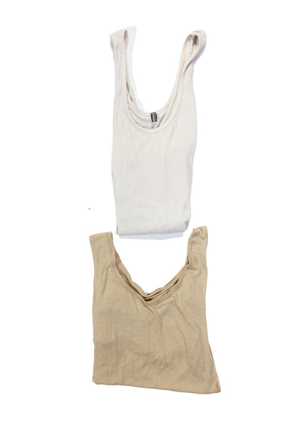 James Perse Max Studio Women's Ribbed Basic Tank Top Beige Brown Size 3 S Lot 2
