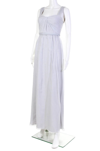 Amsale Women's Silk Sleeveless Maxi Dress Gray Size 0