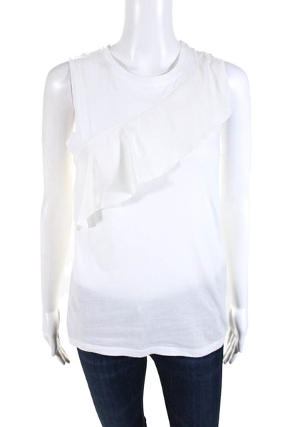Proenza Schouler Womens Silk Ruffle Sleeveless Top Tee Shirt White Size XS