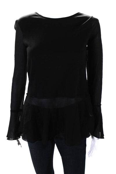 Theory Womens Lexanda Jersey Sweater Black Wool Blend Size Petite