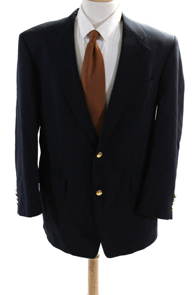 Hart Schaffner Marx Mens Navy Wool Two Buttons Long Sleeve Blazer Size 42L