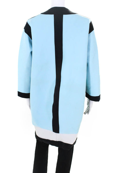 MSGM Womens Long Color Block Unlined Neoprene Jacket Blue Size IT 40