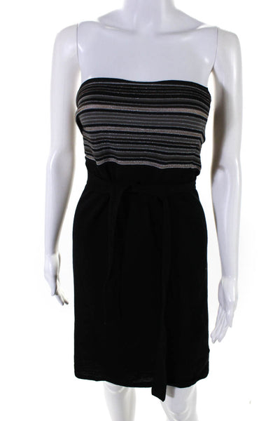 Missoni Womens Black Wool Knitted Striped Belted Strapless Shift Dress Size 6