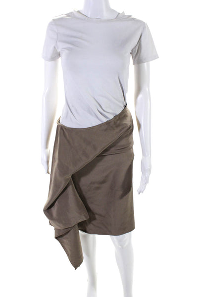 Jay Godfrey Womens Brown Side Zip Hi-Low Skort Skirt Size 4