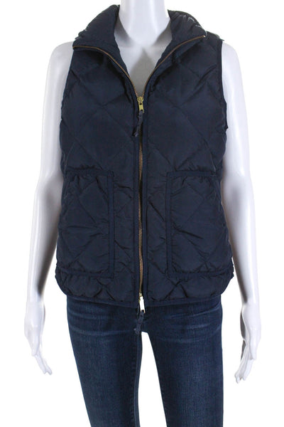 J Crew Womens Quilted Puffer Vest Navy Blue Size S